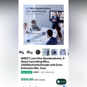 Luna Plus Gray Speakerphone – USB/Bluetooth Conference Speaker